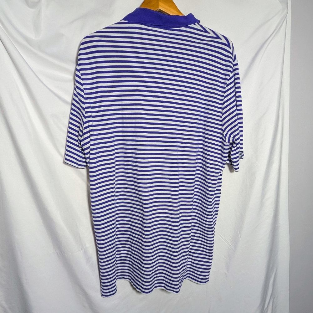 Men’s Ralph Lauren Golf, Short Sleeve Polo, Blue & White Striped, Summer, Sz XL - Picture 4 of 16